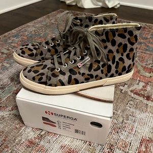 Like New Superga High Top Pony Leopard Shoes